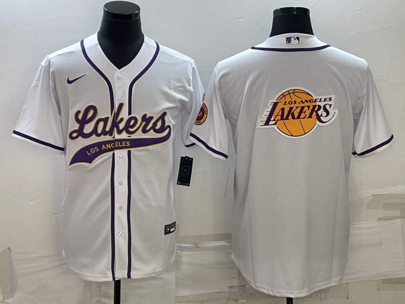 2023 Men Los Angeles Lakers Blank white NBA Jersey style 11